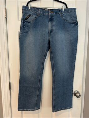Ariat Rebar Relaxed Boot Men's Denim Jeans in Medium Blue. Size 40x30